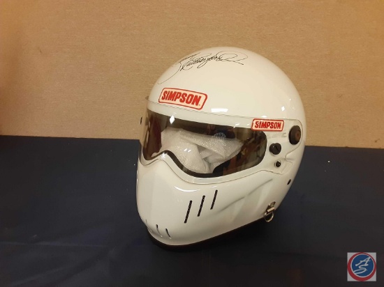 Vintage Simpson RX4 Racing Helmet Signed Johnny Rutherford size: 7 1/2 in original box