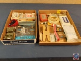 Hacksaw blade, Screwdriver bit set, tape, classic collectibles, gutiar string, guitar picks, toy