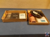 WIre wheels brushes, glue gun, Vintage Texaco home lubricant, magazines and phamplets (see photos