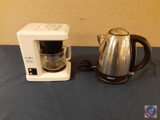 (1) Mr. Coffee Coffee Maker 4cup, (1) Aroma Electric Kettle