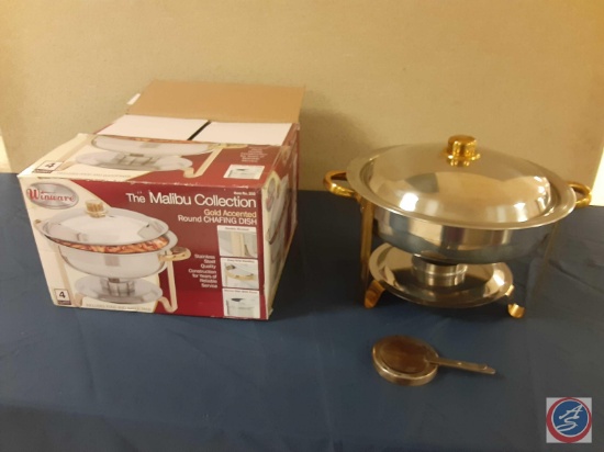Winware Chafing Dish round 4qt. gold accented