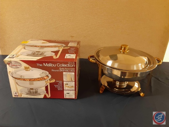 Winware Chafing Dish round 4qt. gold accented