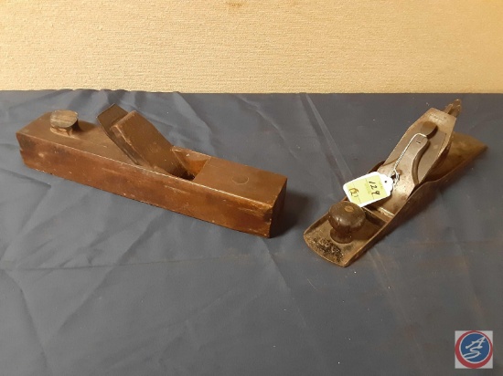 (1) Vintage Wood Plane No. 6, (1) Vintage Wood Plane (no markings)