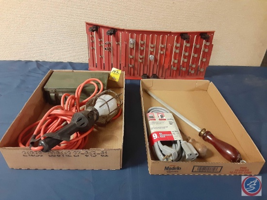 Vintage First Aid Bell System - D (in original metal box), Trouble Light,... Socket/Tool Metal Foldu