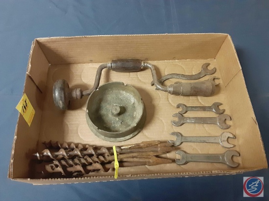 Vintage Bit Brace Drill w/Bits, Vintage Open-End Wrenches
