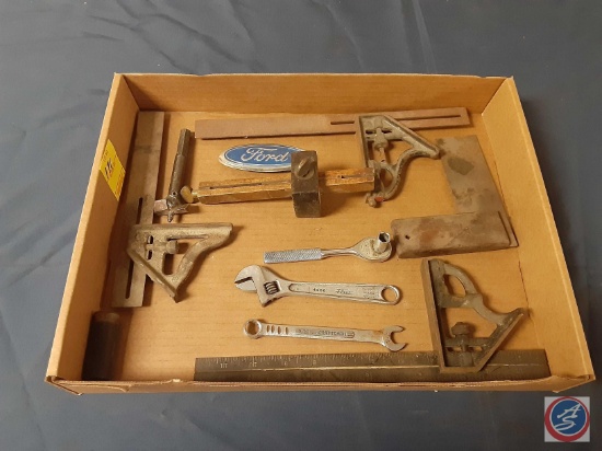 Assortment of Vintage Squares, Crescent Wrench, Ratchet, Combination Wrench