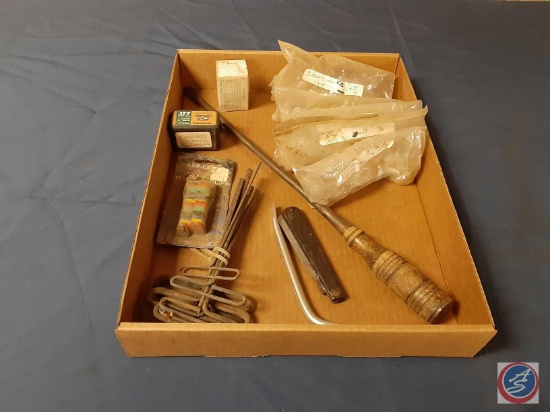 Vintage Screwdriver, Hex Keys w/Handles, Pellets .177 (approx. 1/4 box), Assortment of Sockets (see