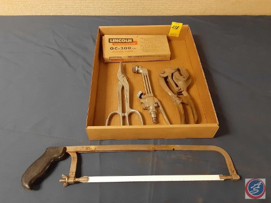 Hack Saw, Tin Snips, Acetylene Torch (no tip), Lincoln Welders Ground Clamp GC-300amp, Vintage...Rop