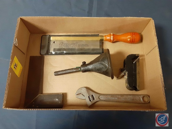 Crescent Wrench, Freud Gent's Saw 15point, Vintage Rabbet Wood Plane, Vintage Square