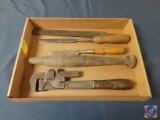 Vintage Pipe Wrench, Vintage Wood Chisels, Metal File,...Vintage H.D.Smith 