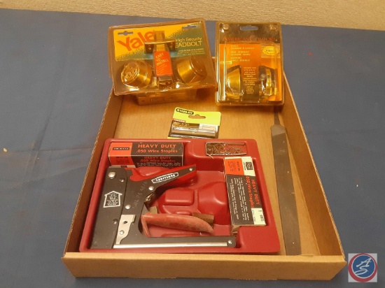 Vintage Heavy Duty Craftsman Stapler Kit w/Staples, Yale Dead Bolt Double Cylinder Kit w/Key,
