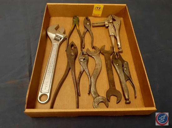Crescent Wrenches, Pliers, Vise Grips, Vintage S-Vise Open End Wrench, Wire Cutters