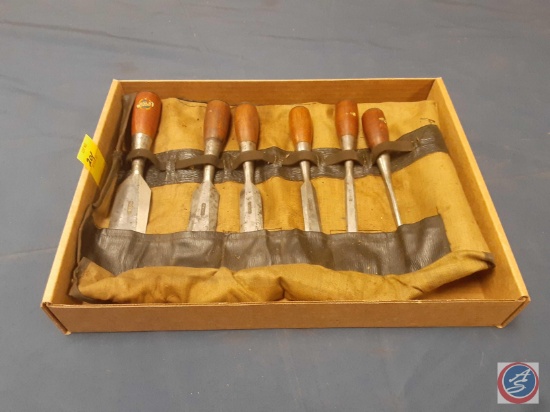 Vintage Stanley Chisel Set #120 in Original Roll-up Pouch