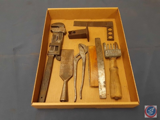 Vintage...Lightning Ice Chipper Gadget Tool Utensil Farmhouse, Vintage Monkey Wrench, Channel Locks.