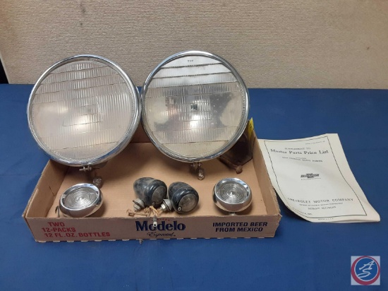 (2) Vintage Headlamp Twilite Buick, (1) Supplement to master parts price list 1932 Fisher Body Parts