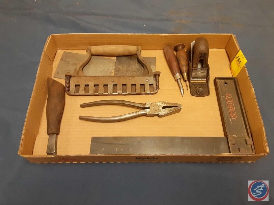 Assortment of Vintage Tools (Tile Cutter Pliers, T-Square, Hand Plane, etc.)