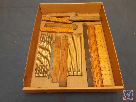Assortment of Vintage Brass/Wood Folding Rulers