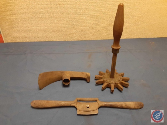 Vintage Adjustable Mouth Spoke Shave, Vintage Barrel Making Hammer, Hanson log marking tool