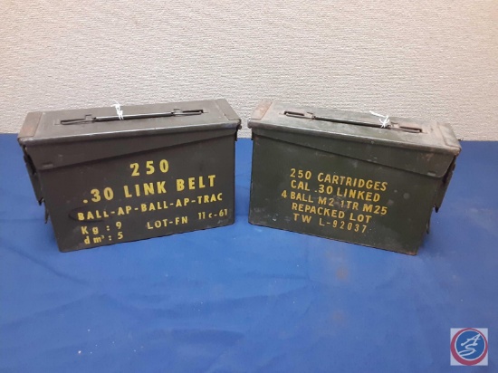 (2) metal military ammunition boxes empty