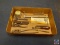 Pliers, Crescent Wrench, Stanley Tape Measure, Nail Puller, Punch, Single Edge Blades, Vintage Basin