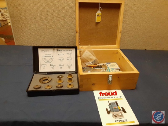 Freud Router Template Guide Kit - FT2020, Freud Router Wooden Box w/Router Parts / Bushings for