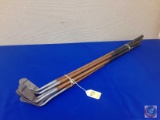 Vintage Wood Shaft Golf Clubs 2,3,5,7,19,Putter