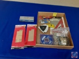 Ace Sheet Sandpaper, Union Pacific Magnetic Game (in bag), DMT Diamond Whetstone, Stud Finder,