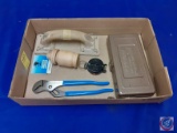 Channel Lock, Engineer Compass, RW Punch No. 5 Jr. in Metal Case, Hand Sander