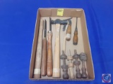 Vintage Wooden Spinning Wheel Parts, Lathe Hand Tools, BallPeen Hammer