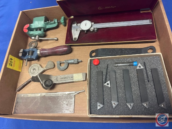Mini Hobby Vise, Vintage Hand Vise, Dial Calipers, Turning Tool Set, Outside Micrometer