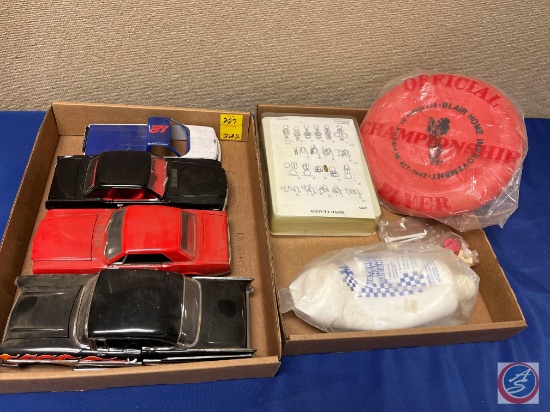 Brain Teaser Game, Frisbee w/Advertising Business, Vintage Cars and Truck (No Wheels)