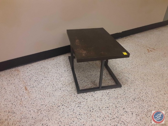 (1) end table with a wooden top measurements are 36x24x20