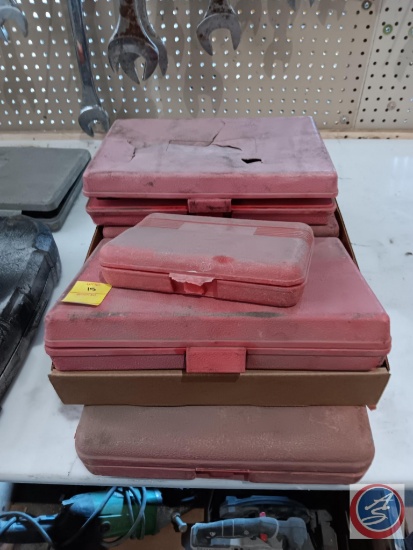 Compressor Kit, (2) Tire Fixing Kits, Bit Set, and Large Socket Set (missing pieces)
