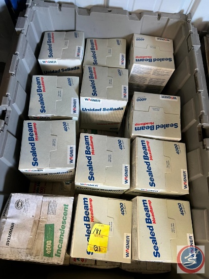 (2) Boxes of sealed beam headlamps by Wagner and vehicle fluids.
