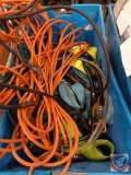 Tote of Extension Cords and Tie Down Straps