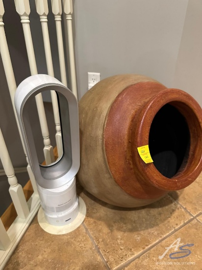 Dyson hot + cool fan & large clay pot meant to lay on its side