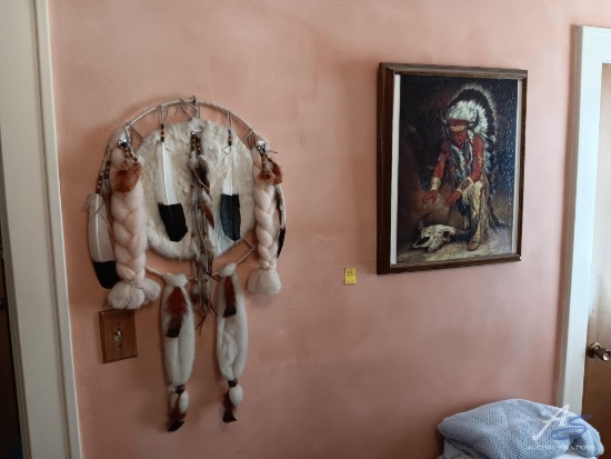 Native American Decor: large dreamcatcher and puzzle in frame