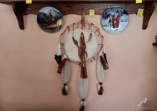 Native American Decor: large dreamcatcher and (2) plates