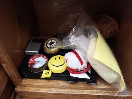 Paperweights, DirectTV Box, Husker Toys, and Other Items