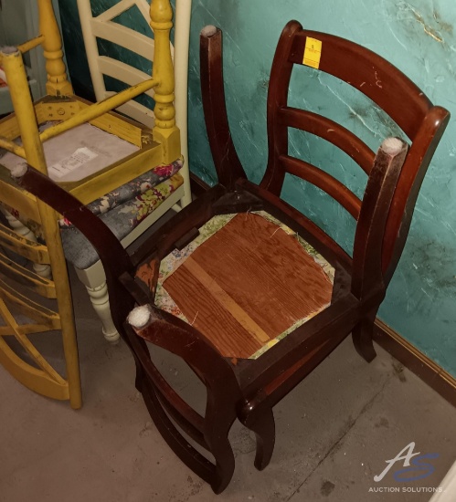 (2) Wooden and Upholstered Sitting Chairs