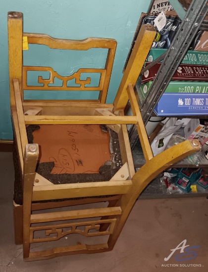 (2) Wooden and Upholstered Sitting Chairs