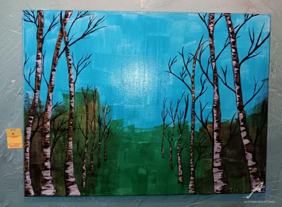 Canvas Painting Trees and Meadow