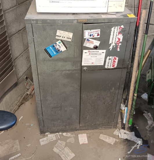 Metal 2 Door Cabinet 37 x 24 x 16 and Wall File Holder