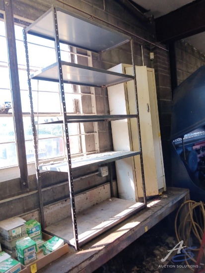 Metal 2 Door Cabinet and 5 Tier Metal Rack