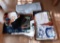 (2) Boxes of Linens and LED Desk Lamp