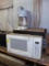 GE Microwave, Proctor Silex Coffee Pot, and Sony Stereo
