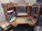Wooden Corner Desk, Rolling Chair, and Contents