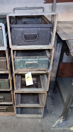 Metal Shelves with Boxes