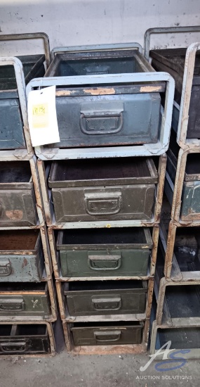 Metal Shelves with Boxes