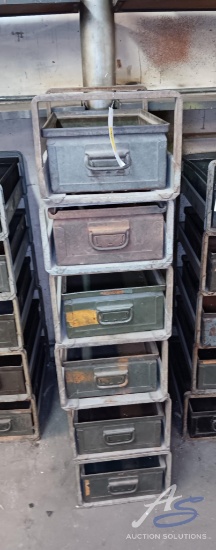 Metal Shelves with Boxes